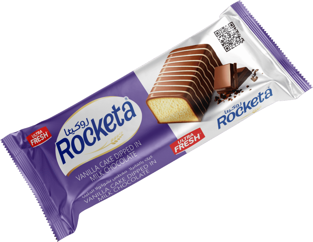 روكينا كيك بالفانيلا مغطس بشوكولا الحليب